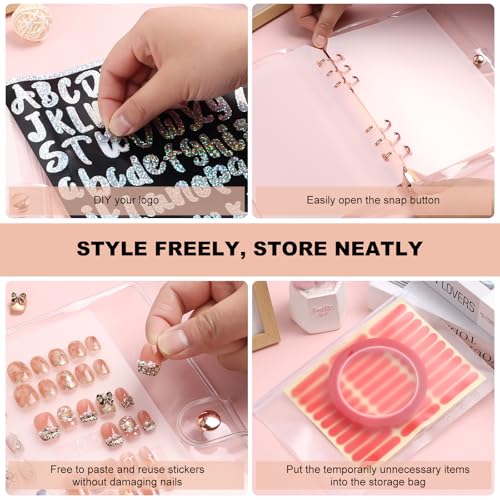 Press On Nail Book Organizer, A5 Nail Storage Binder with Display Pages