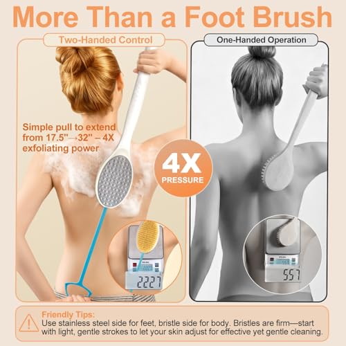 Extendable Foot Brush & Shower Foot Scrubber, Long Bath Brush