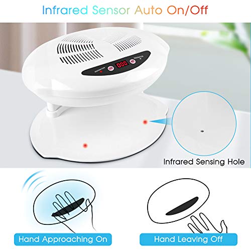 Air Nail Dryer, 400W Intelligent Automatic Sensor Hot & Cold Air Nail Polish Drying Fan Manicure Tool for Home Salon Both Hands and Feet Use, White