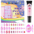 EBANKU 72Pcs Press on Nail Kids, 3 Pack Pink Children Fake Nail - color: Pink 3 Pack