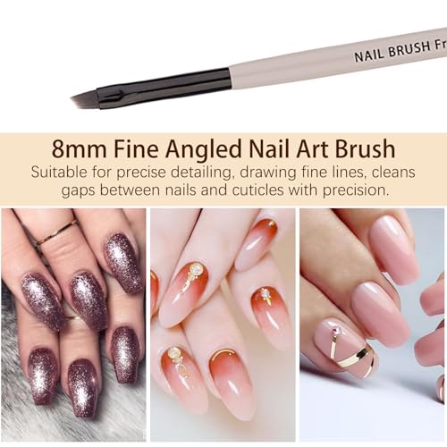 Angled Nail Clean Up Brush, Gel Nail Brushes, Acetone Manicure Brush for Builder Gel | French Tips | Salon & Home Use | Nail Artists & DIY Enthusiasts - color: Angled - Polish Clen Up Brush