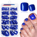 168pc Press on Toenails Women Fake Toe Nails with Adhesive Tabs, Blue Fake Toenails Press on Nails Toe Acrylic Nail Tips Short Square False Toenails Artificial Toe Nails Press ons - color: Blue