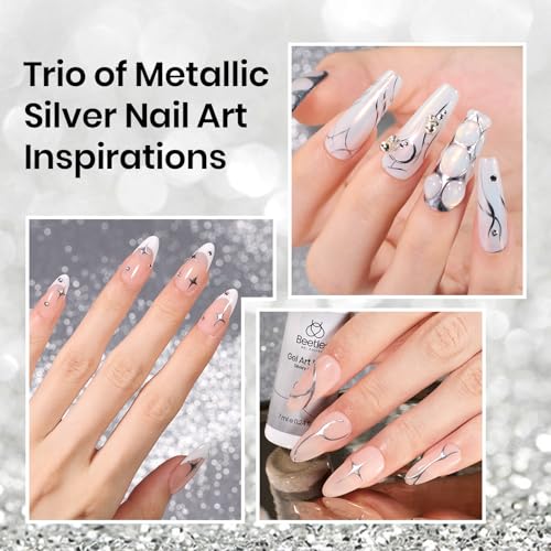 Beetles Metallic Silver Liner Gel Nail Art 7ml French Tip Gel Nail Polish - color: B - Silver-1