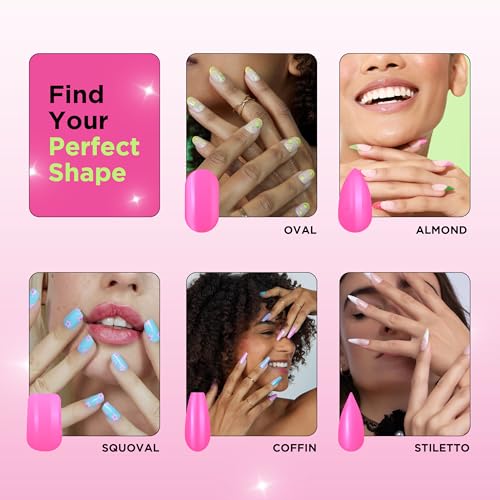 PaintLab Gradient French Press On Nails, Medium Coffin, 24pcs Nail Kit - color: Gradient French