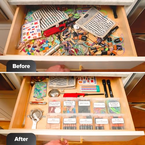 Bostitch Konnect Storage Containers with Lids, Office Organizer, Clear Plastic Box, Stackable for Crayons, Q-tips, Office Supplies, Labels, 0.5 Qt, 2 Pack - size: 0.5 Qt 2 Pack