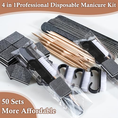 50 Sets Disposable Manicure Kit(50 Set-Black) - size: 50 Set-Black