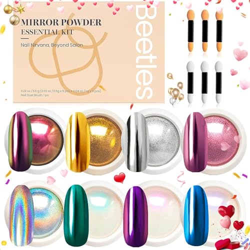 Beetles Chrome Nail Powder Set 8 Colors Mirror Effect Metallic - color: A - Multicolor-8