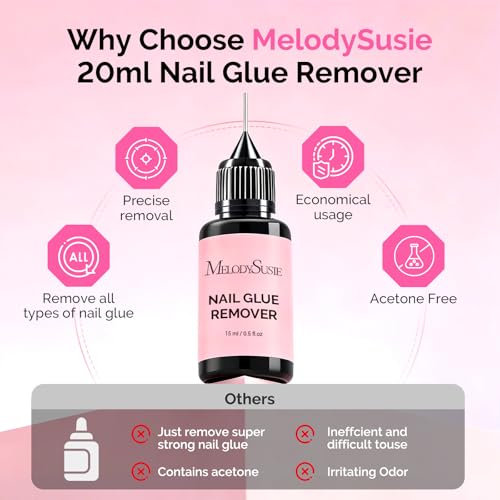 MelodySusie Acetone Free Nail Glue Remover for Press On Nails, 15ml, 2PCS - size: 1.05 Fl Oz (Pack of 1)