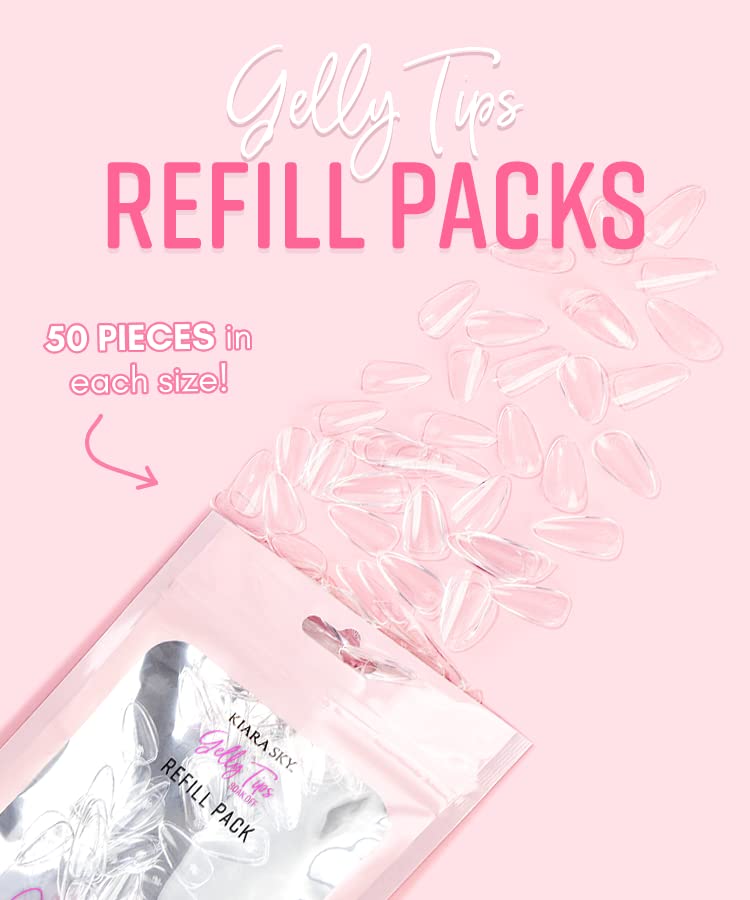 Kiara Sky Gelly Tips Refill Pack - Soak Off Soft Gels - Coffin Shape (Long Length) (Sizes 6, 7, 8, 9) - style: Sizes 6, 7, 8, 9