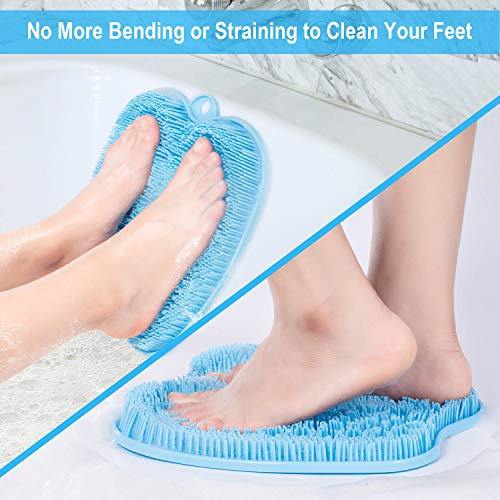 BESKAR XL Larger Shower Foot Scrubber Mat with Non-Slip Suction Cups - color: Blue