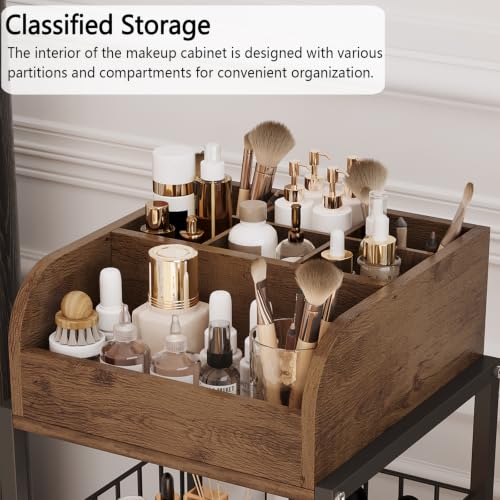 Makeup Organizer Cart with Drawers Make up Organizers for Vanity - color: Flower