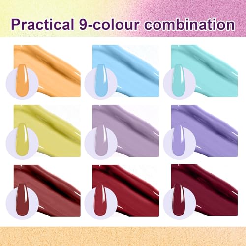 Gradient Painting Gel, 9 Colors Ombre Gel Nail Polish - color: Beachside Candy set