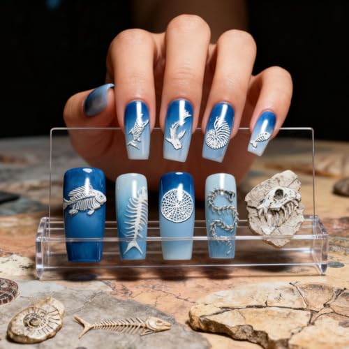 PH PandaHall 111 Patterns Dinosaur Fossils Nail Stamping Plates 3pcs Snake Fish Fossil Nail Stamper Marine Fossils Nails Image Plates Leaf Plant Nails Art Stencils for Women Manicures Salon Design - style: Dinosaur Fossils