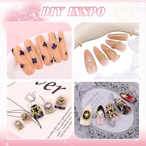 1-3MM Small Nail Beads Metal Caviar Beads Gold Nail Charms and Gems Ball - color: 13 Small Gold Nail Beads
