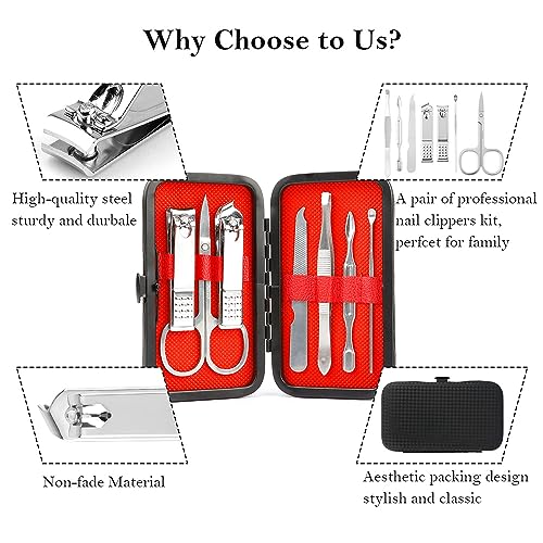Manicure Set, Nail Clipper Kit, Nail Care Kit, Nail Care Set, Stainless Steel Professional Manicure Kit Tools, 8 In 1 Portable Travel Grooming Kit, Christmas Gifts for Men Husband Boyfriend, Silver - color: Silver