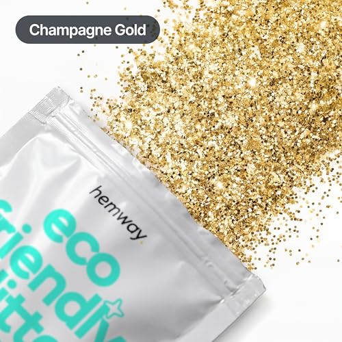 Hemway Biodegradable Glitter Champagne Gold 3.5oz Eco Friendly Extra Chunky - color: Champagne Gold, size: Extra Chunky (1/24" 0.040" 1mm)