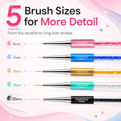 Beetles Gel Polish Nail Art Liner Brushes 5Pcs Painting Art Design Pen Set - color: A-Blue-5