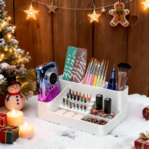 CGBE Nail Drill Holder, Nail Desk Organizer With 28 Holes - White - color: White