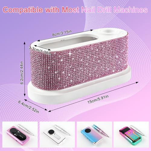 ANGNYA Nail Drill Machine Holder Efile Stand and Organizer Storage Box Case - color: Pink
