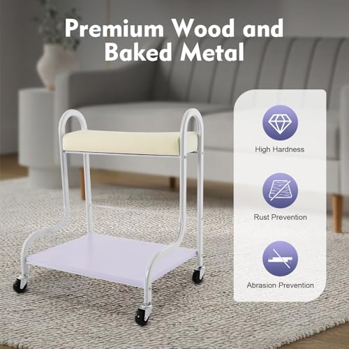 Pedicure Chair for Nail Tech Beauty Salon Nail or Foot Bath Spa Manicure Foot Rest with Wheels Portable Trolley Cart for Pedicure Manicure Funiture Massage (White) - color: White
