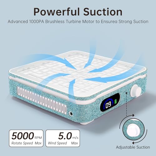 Nail Dust Collector Cordless Dust Collector Nail Tech - color: Blue Diamond