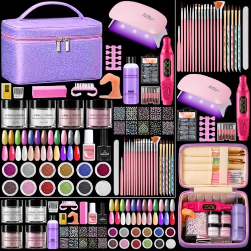 Acrylic Nail Kit for Beginners with Everything in Storage Bag, Bling Purple - color: Single Purple