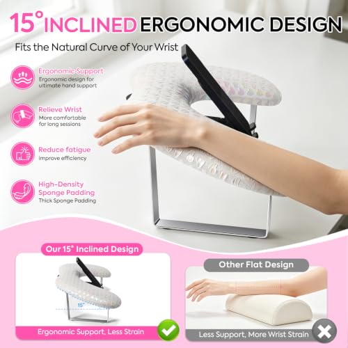 Arm Rest for Nails Tech, Manicure Hand Rest, U-shaped Armrest - color: White