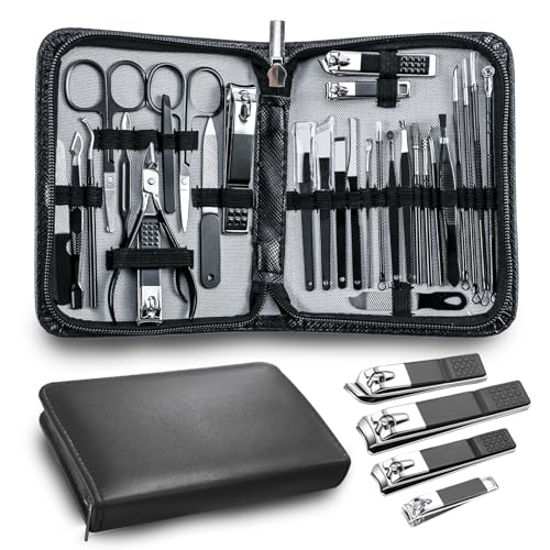 30Pcs Professional Manicure kit, Stainless Steel Nail Clipper set - color: 30 in 1 Black