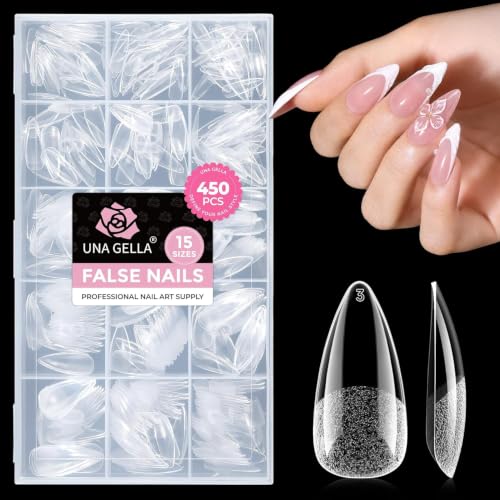 UNA GELLA Medium Stiletto Nail Tips 450PCS Fake Acrylic Gel Nail Tips