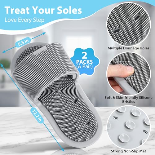 Enhon 2 Pack Shower Foot Scrubber, Silicone Foot Brush Cleaner