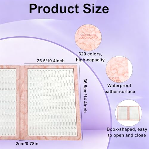 320 Nail Swatch Book with 480 False Tips & 1-400 Number Stickers, Pink