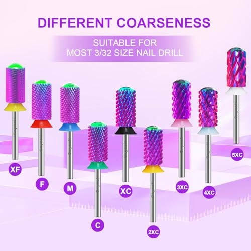 3/32" Large Smooth Barrel Safety Nail Drill Bit for Gel & Acrylic Removal - color: Purple L-S Barrel, size: 3XC