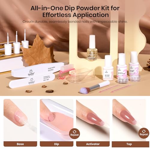 Beetles Fall Dip Powder Nail Kit, Brown Nude Skin Glitter - color: Espresso Glow