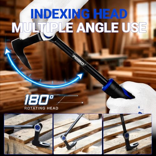 8" Nail Puller Pry Bar, Indexing Crowbar Multi-Angle Wrecking Bar - size: 8"