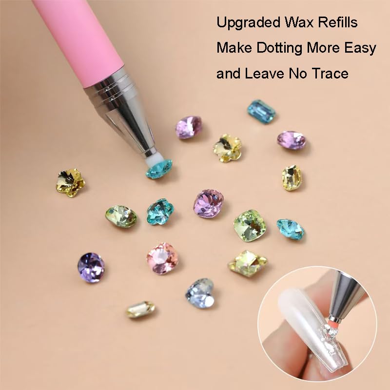 Rhinestone Picker Tool, Refillable Wax Pen with 1 Additional Pack of Wax Refills, Rhinestone Pickup Pen for Diamond Art Painting and Nail Art Design