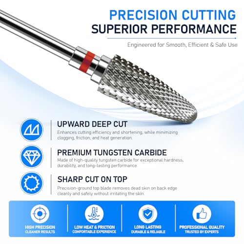 Fine Super Cut Flame Nail Drill Bit, 3/32", Right-Handed Use - size: Fine