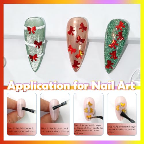 Laza 2.5g Chunky Glitter Bowknot Shaped Confetti Nail Sequins - color: Metallic Red