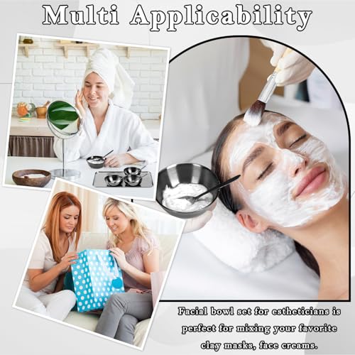 9 PCS Black Esthetician Supplies 4 Black Facial Bowls Esthetician 4 Facial Mixing Spoons Facial Mask Mixing Bowl Large Stainless Steel Skincare Tray Esthetician Spoons for Skin Care Face Mask - color: Black