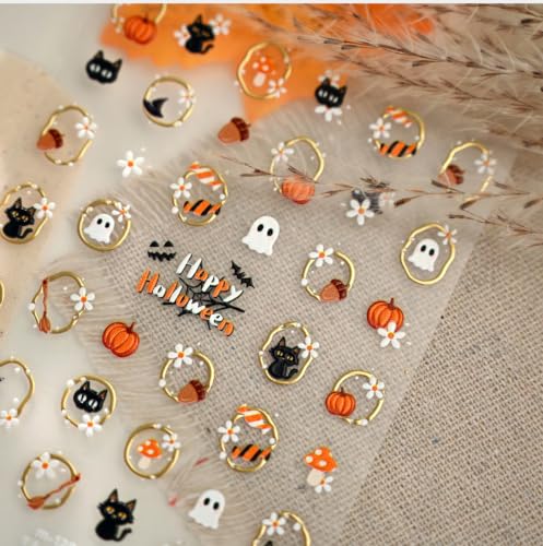 Nail Stickers Halloween - Cute Ghost, Pumpkin, Cat - color: Color-31