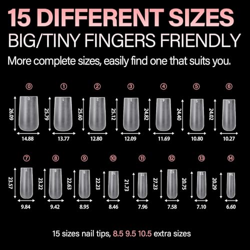AILLSA Medium Square Nail Tips 450PCS Full Cover Nail Tips Matte Acrylic