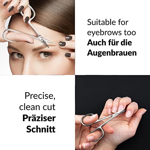 Solingen Cuticle Scissors made in Germany - with Curved Blade - Pedicure Beauty Grooming Kit for Nail, Eyebrow, Eyelash - Brown Tower Point - color: Brown Tower Point