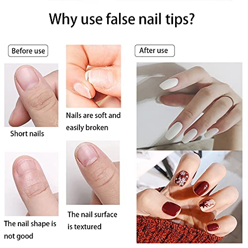 500Pcs Medium Square Nail Tips Full Cover Acrylic False Nails with Case for DIY Nail Art, 10 Sizes (Natural) - color: B-square-natural