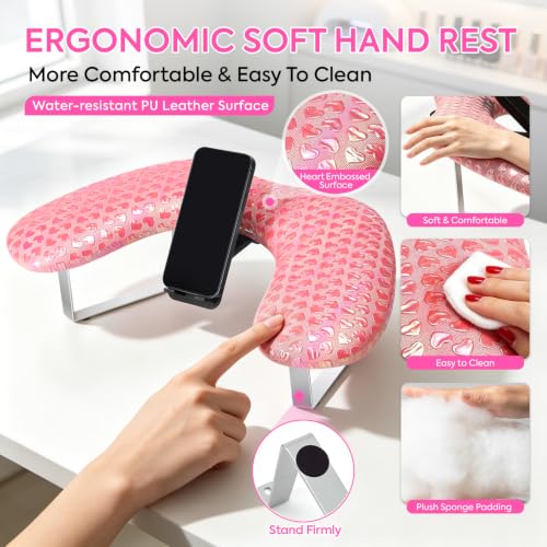 Arm Rest for Nails Tech, Manicure Hand Rest, U-shaped Armrest - color: Pink