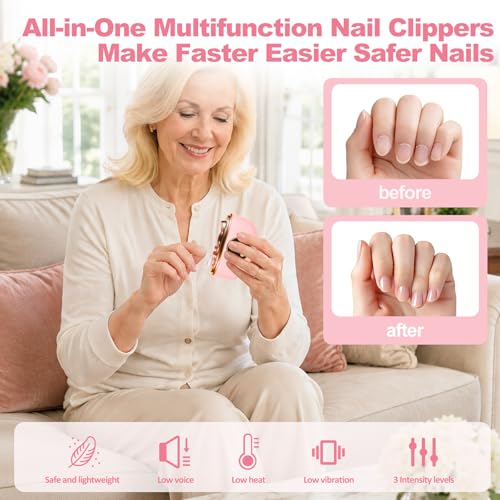 Electric Nail Clippers Automatic Nail Trimmer with Clip Storage Pink - color: Pink