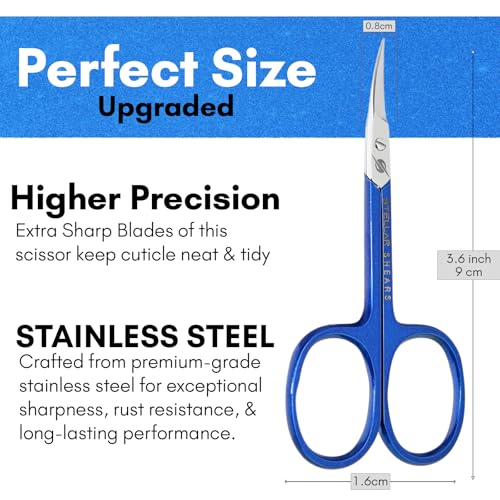 Cuticle Scissors – Extra Fine Curved Stainless Steel Blades for Precise Cuticle, Eyebrow & Nail Trimming – Professional Manicure & Pedicure Scissors for Women & Men (SS-CS-01) - color: Ss-cs-01