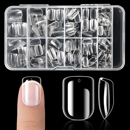 krofaue Kids Nail Tips - Children Square Clear Press On Nails - color: Clear Square Kids Nail Tips