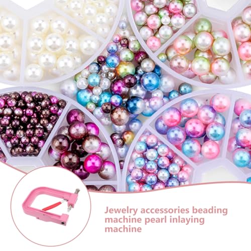 Pearl Beads Hand Press Machine with 1000 Nails 4 Screw Heads and Wrench