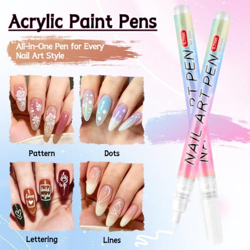 TOROKOM White Nail Art Pens, 0.7mm Nail Art Markers 3D Nail Polish Pens - color: White-0.7mm