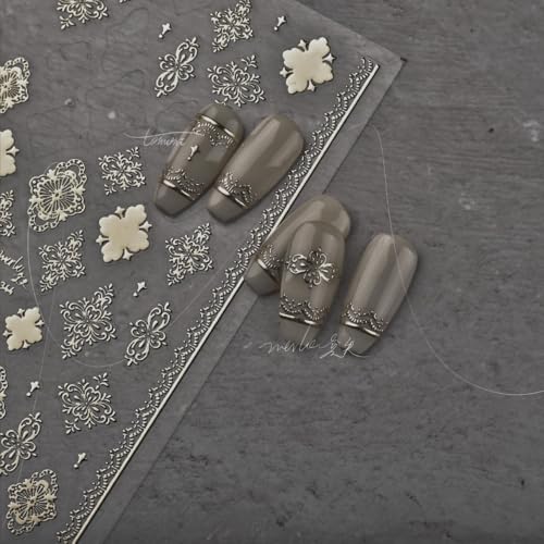 5D Embossed Nail Stickers, Premium Salon-Quality Self-Adhesive 3D Nail Art Decals, Refined Classic Designs for Easy DIY Manicure (Couture Gold) - color: Couture Gold