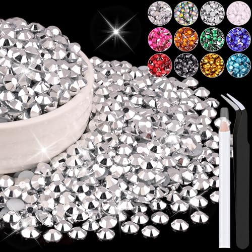 1500PCS 6mm Resin Rhinestones Bulk for Crafting (Silver), Flatback Bedazzling Crystals for Crafts DIY Nail Decoration, Gems Charms for Tumbler Shoes Clothing Fabric with Pickup Pen and Tweezers - color: B03 Resin Rhinestones (Silver), size: 6mm